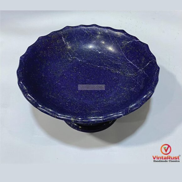 Blue Lapis Lazuli Bowl: Vintage-Style Gemstone Trinket Dish - Picture 2 of 4